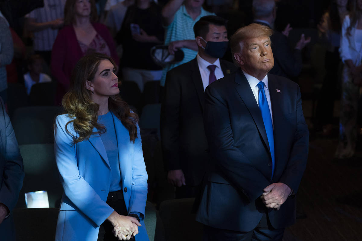 President Donald Trump attends church at International Church of Las Vegas, Sunday, Oct. 18, 20 ...