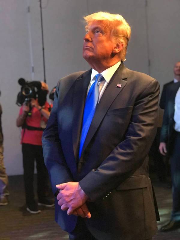 President Donald Trump attends service Sunday, Oct. 18, 2020, at the International Church of La ...