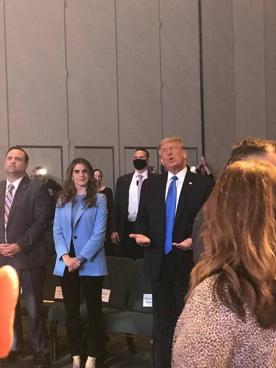 President Donald Trump attends service Sunday, Oct. 18, 2020, at the International Church of La ...