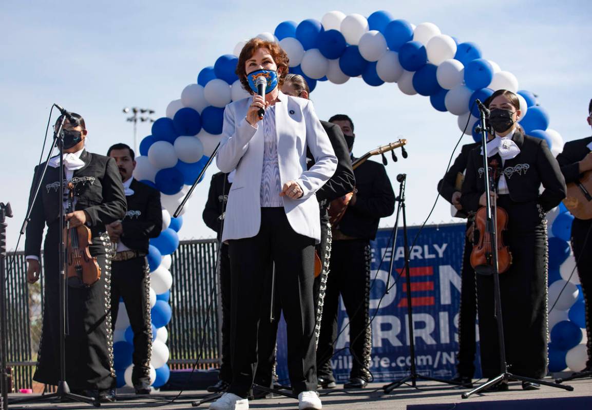 Sen. Jacky Rosen, D-Nev., speaks at an event to promote early voting at the East Las Vegas Comm ...