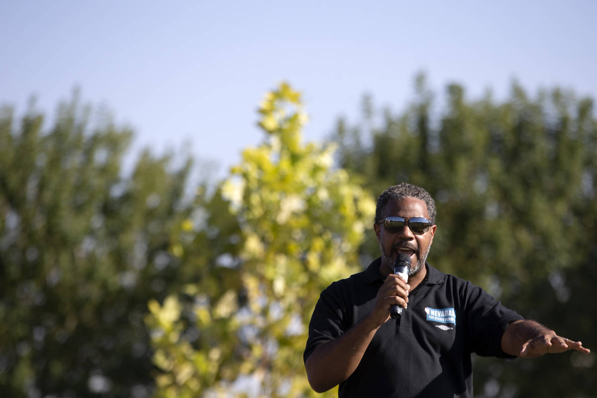 Rep. Steven Horsford, D-Nev., speaks at the Souls to the Polls event at Kianga Isoke Palacio Pa ...