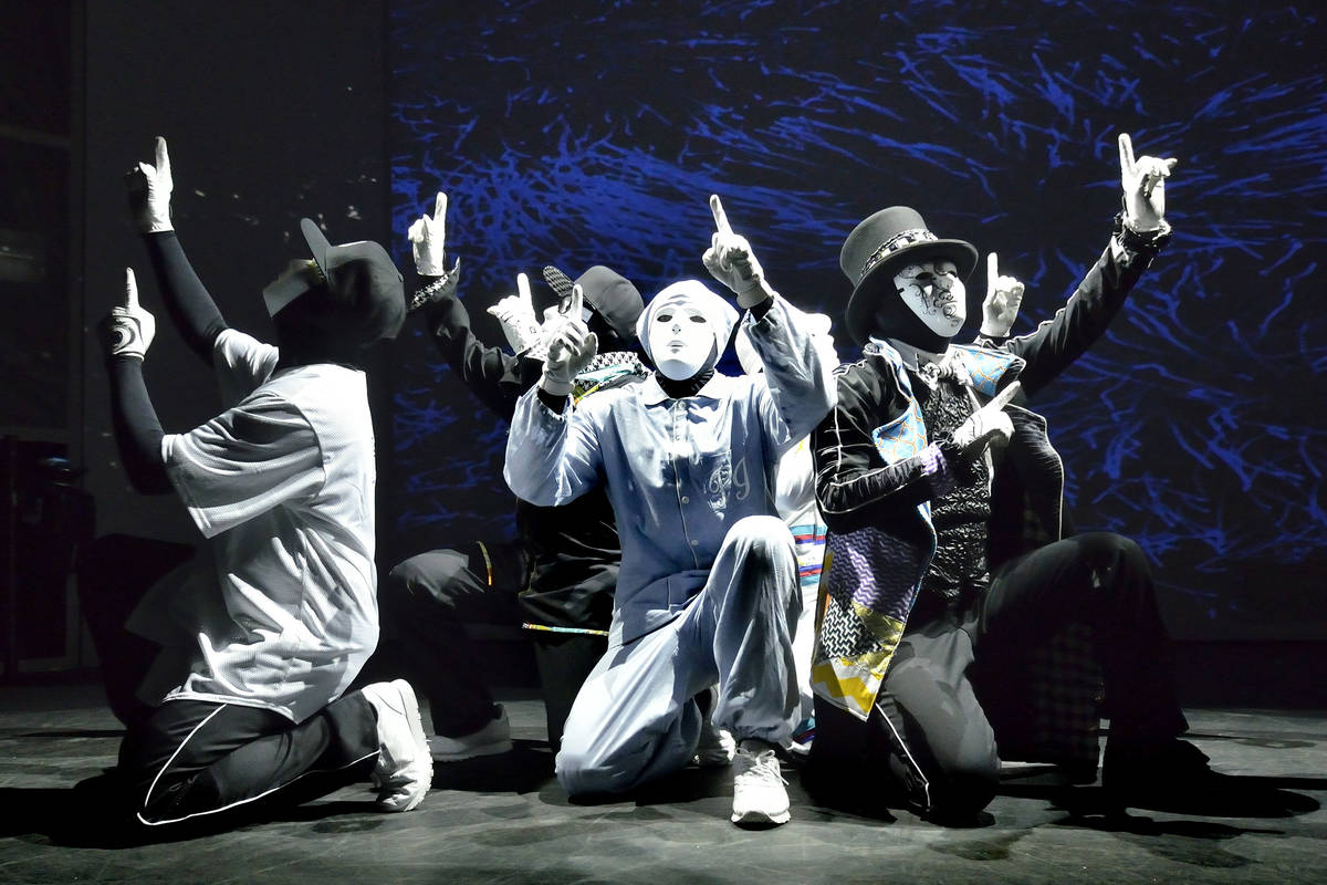 Cast members from the Jabbawockeez rehearse at the MGM Grand hotel-casino at 3799 Las Vegas Blv ...