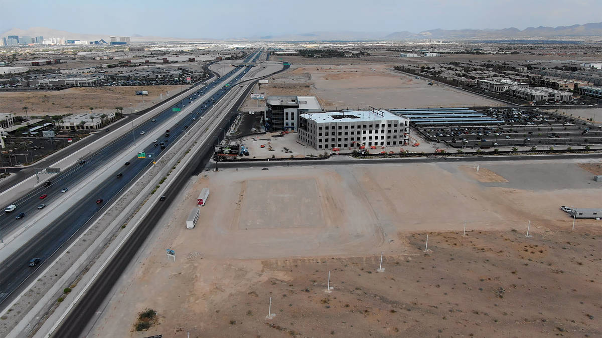 An aerial view of the site for Narrative, a proposed office building at the southwest corner of ...