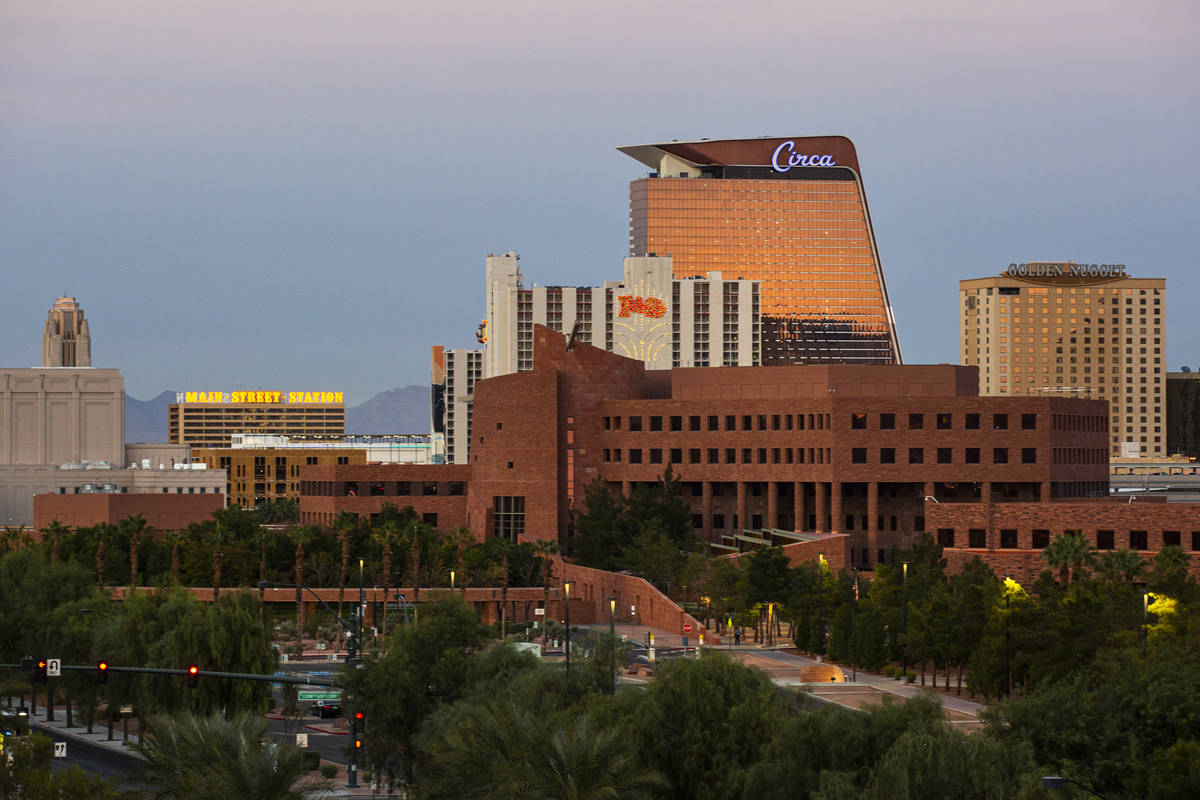 A view of Circa, the first from-the-ground-up casino built in downtown Las Vegas in 40 years, o ...