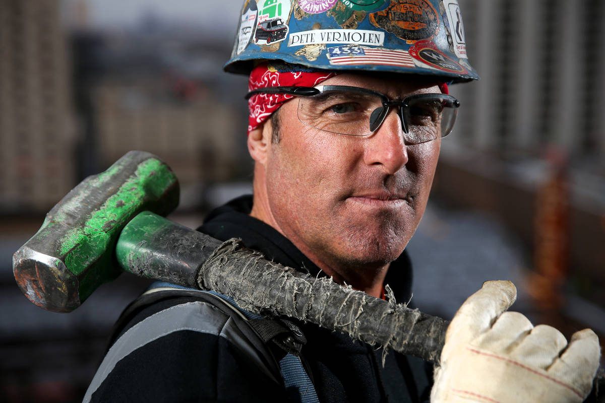 Journeyman iron worker Peter Vermolen at the Circa construction site in downtown Las Vegas Boul ...