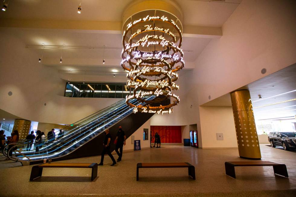 A 22-foot chandelier called "Time of Your Life" is seen during a tour of Garage Mahal at Circa, ...