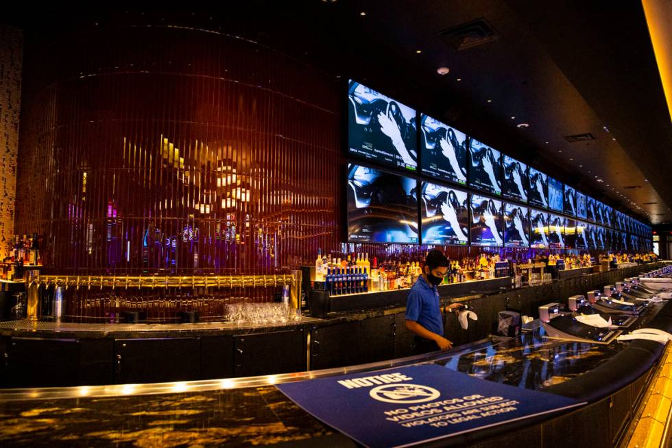 An employee works at the Mega Bar during a tour of Circa, the first from-the-ground-up casino b ...