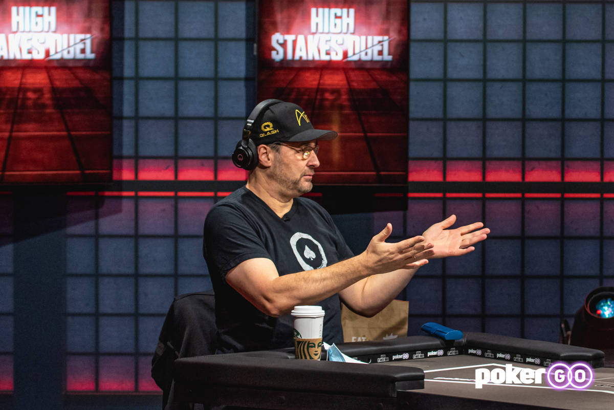Phil Hellmuth on the set of "High Stakes Duel" on PokerGO. (PokerGO)