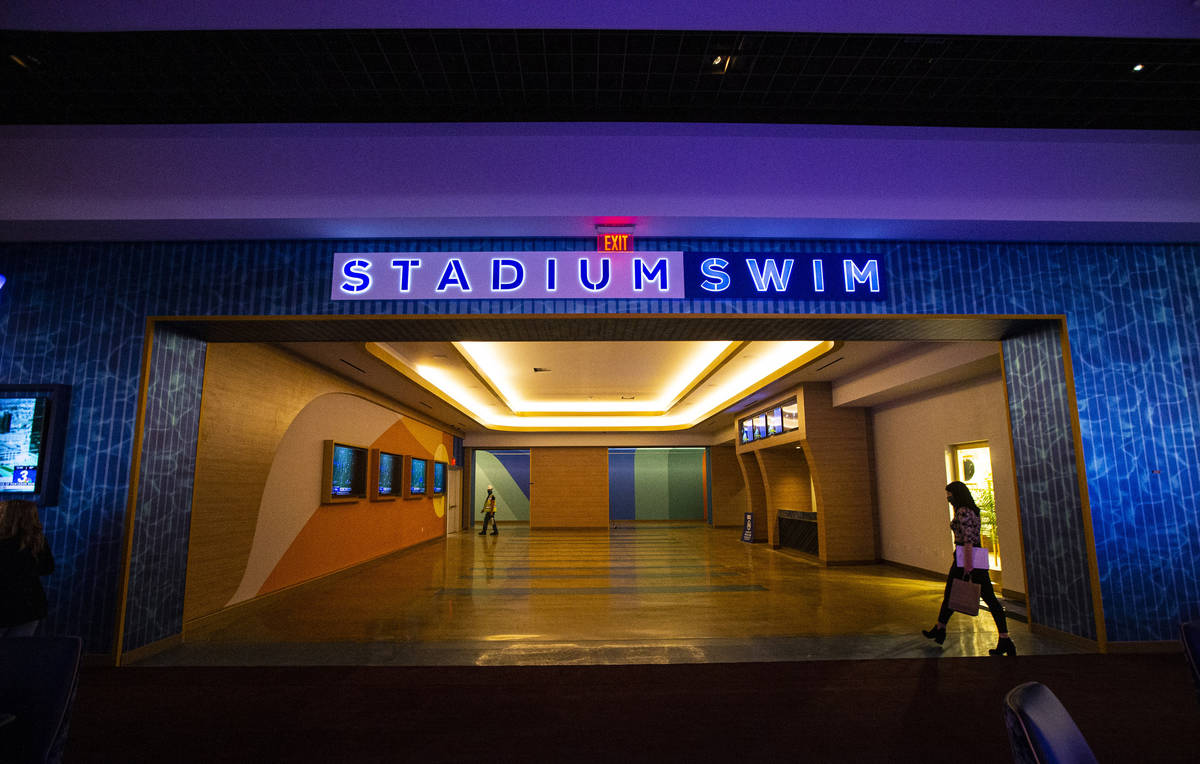 The entrance to Stadium Swim from the second-level casino floor is seen during a tour of Circa, ...