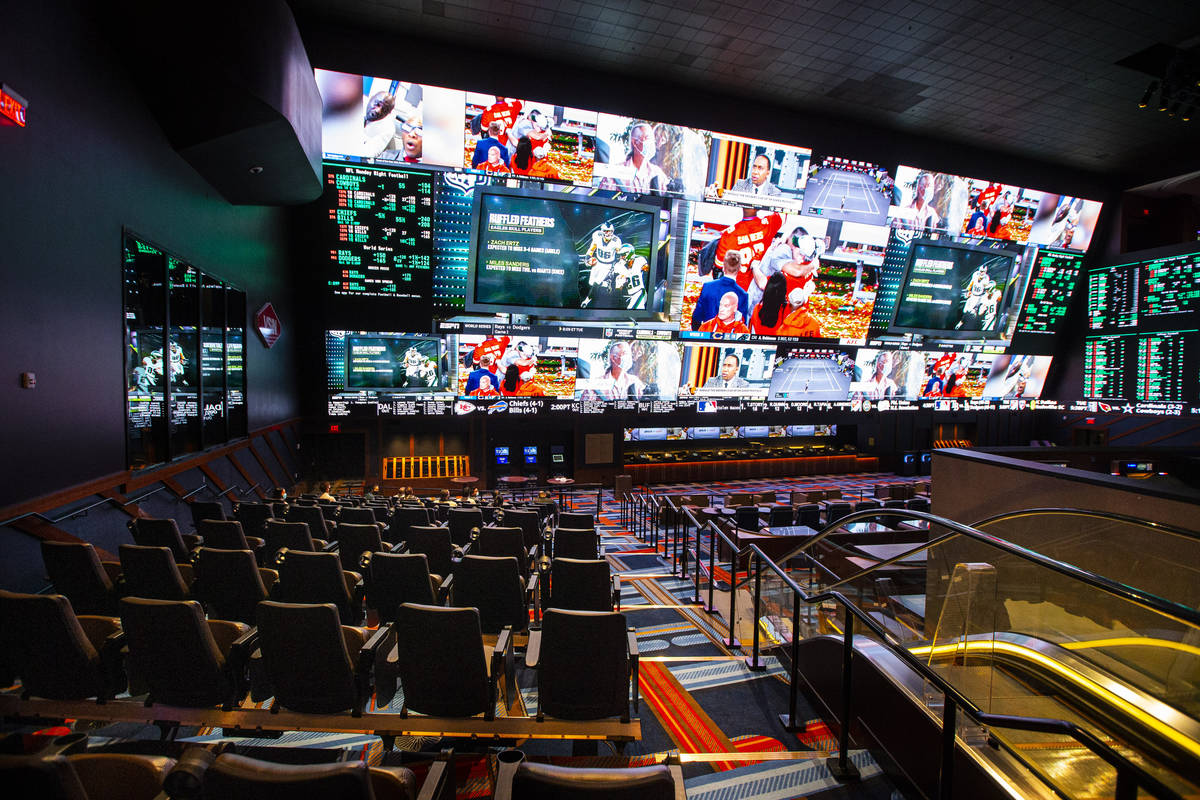 A view of the Circa Sportsbook during a tour of Circa, the first from-the-ground-up casino buil ...