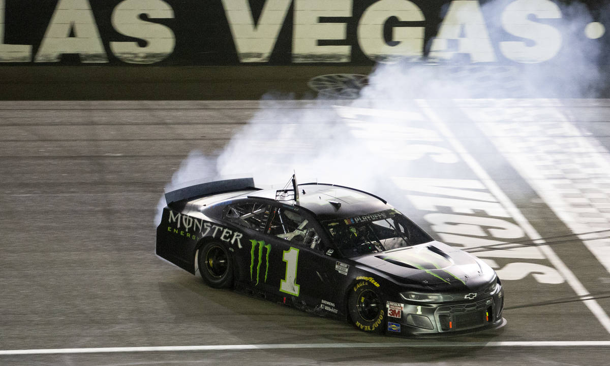 Kurt Busch (1), of Las Vegas, wins a NASCAR Cup Series auto race  on Sunday, Sept. 27 ...