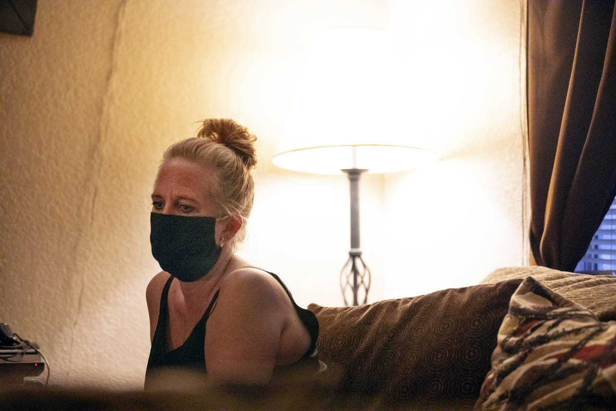 Angela Jones is photographed at her Las Vegas apartment on Oct. 20, 2020. (Elizabeth Brumley/La ...