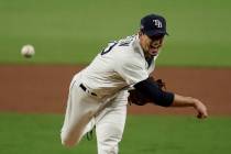 Tampa Bay Rays starting pitcher Charlie Morton throws against the Houston Astros during the six ...