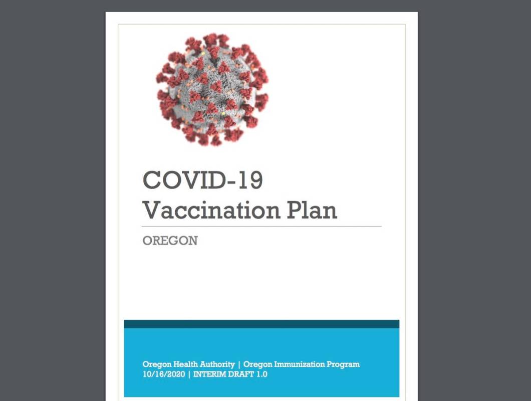 A screenshot of Oregon's draft plan for COVID-19 vaccination distribution.