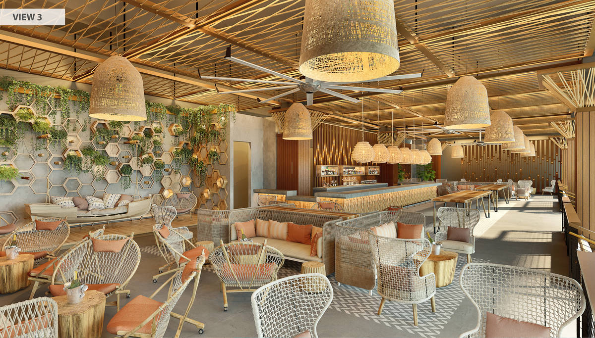 A rendering of the pool space. (Courtesy, Virgin Hotels Las Vegas)
