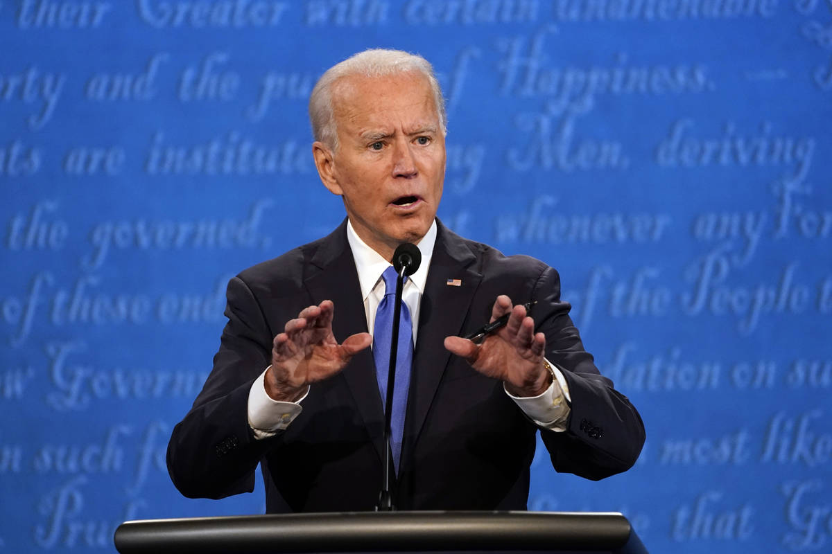 Democratic presidential candidate former Vice President Joe Biden speaks during the second and ...