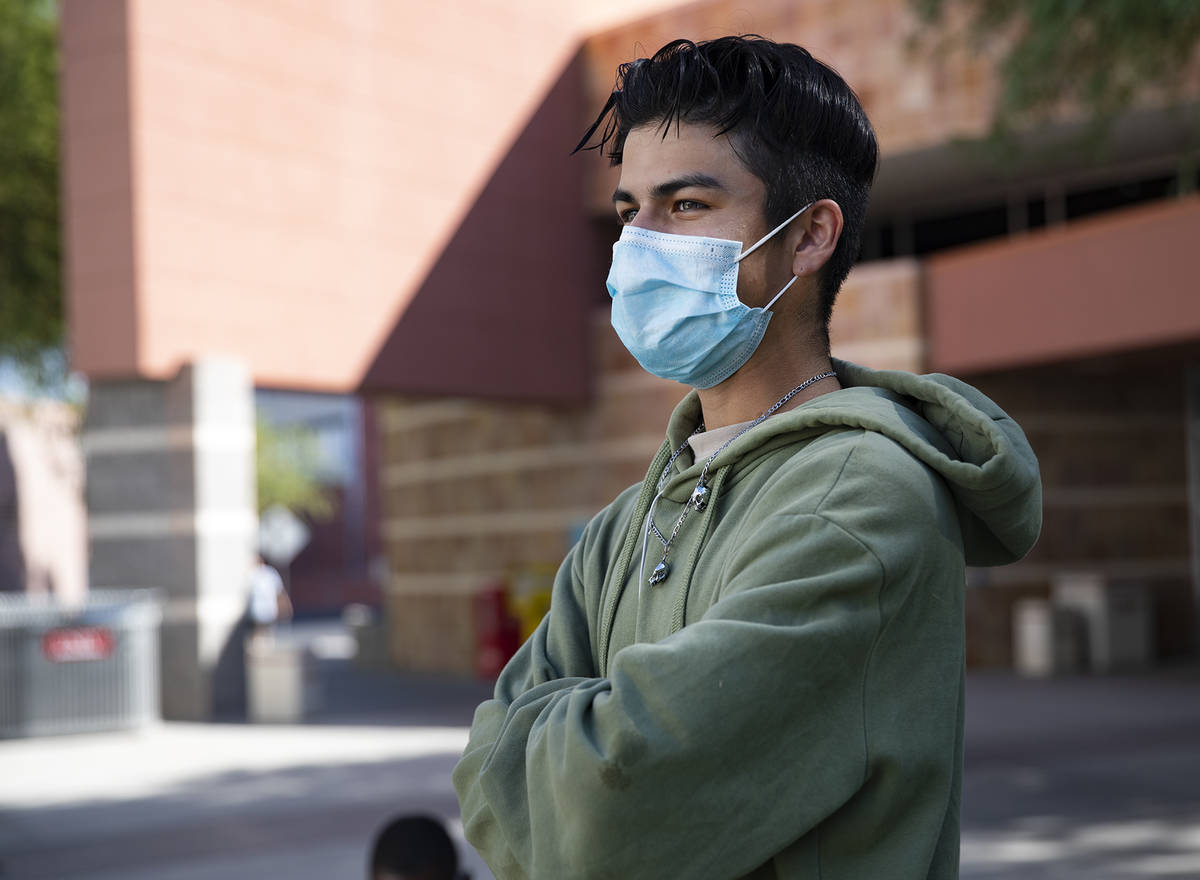 Isacc Mendoza, a pre-nursing sophomore, speaks to the Review-Journal at UNLV in Las Vegas, Thur ...