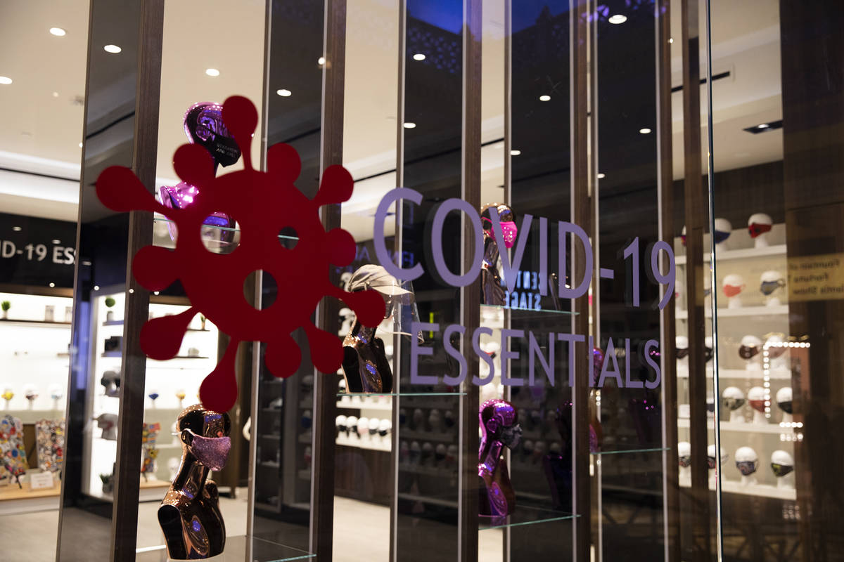 The COVID-19 Essentials store in the Forum Shops at Caesars Palace in Las Vegas, Monday, Oct. 2 ...