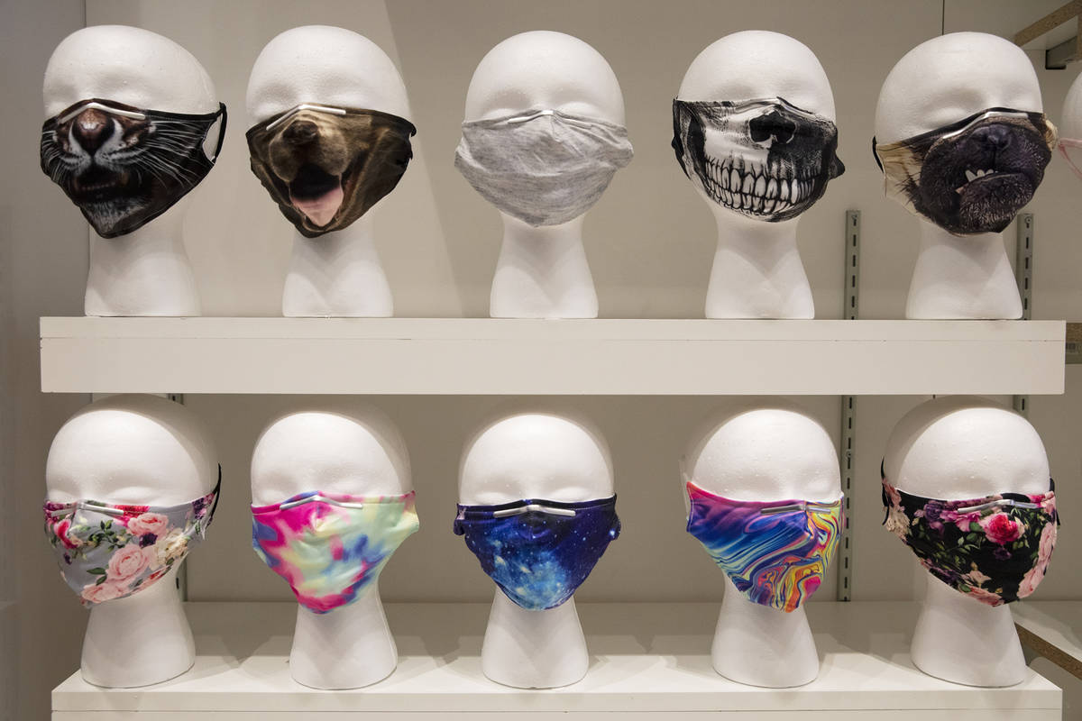 Masks for sale at the COVID-19 Essentials store in the Forum Shops at Caesars Palace in Las Veg ...