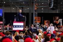 President Donald Trump addresses a large crowd at a campaign rally at Xtreme Manufacturing in H ...