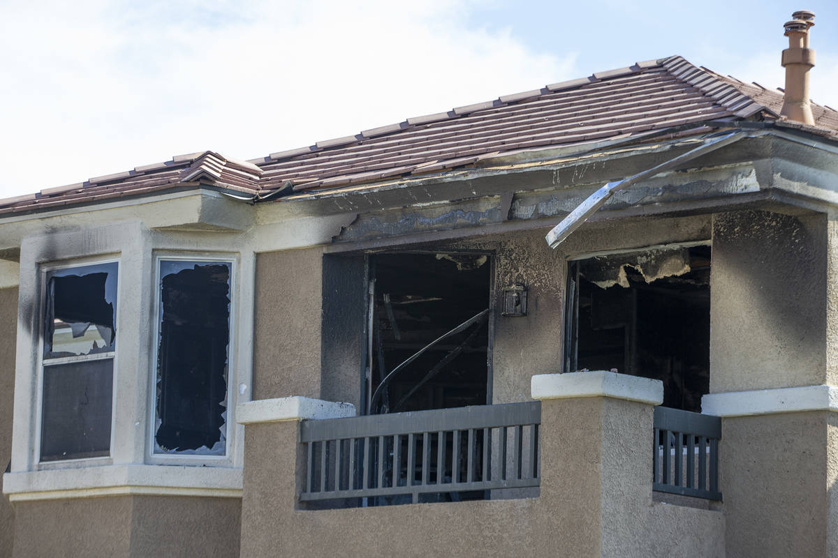 A burned apartment in a complex at 10115 Jeffreys Street, near South Eastern Avenue and St. Ros ...