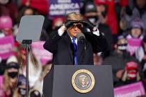 President Donald Trump speaks at a campaign rally in Omaha, Neb. (AP Photo/Nati Harnik)