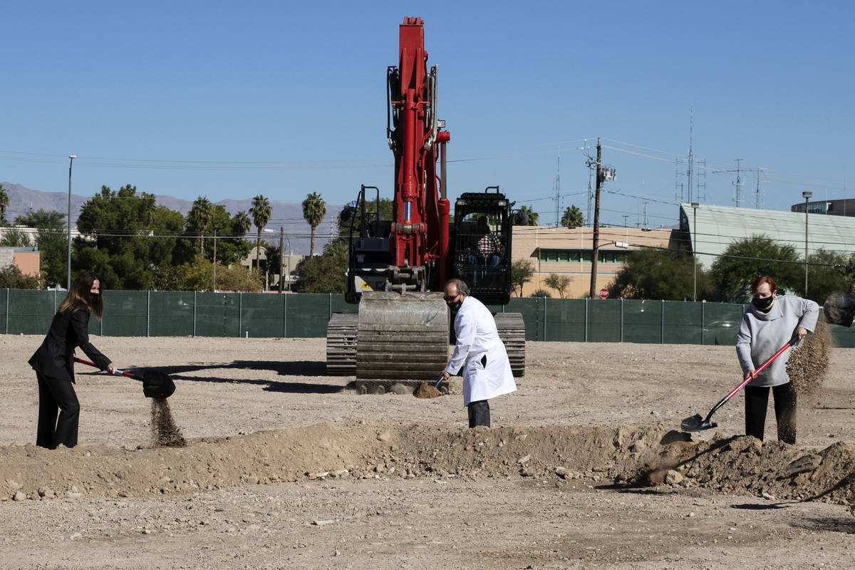 Heavy equipment is seen at the site of the future UNLV School of Medicine's medical education b ...
