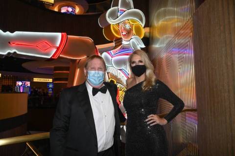Las Vegas Raiders owner Mark Davis and Westgate Las Vegas President and General Manager Cami Ch ...