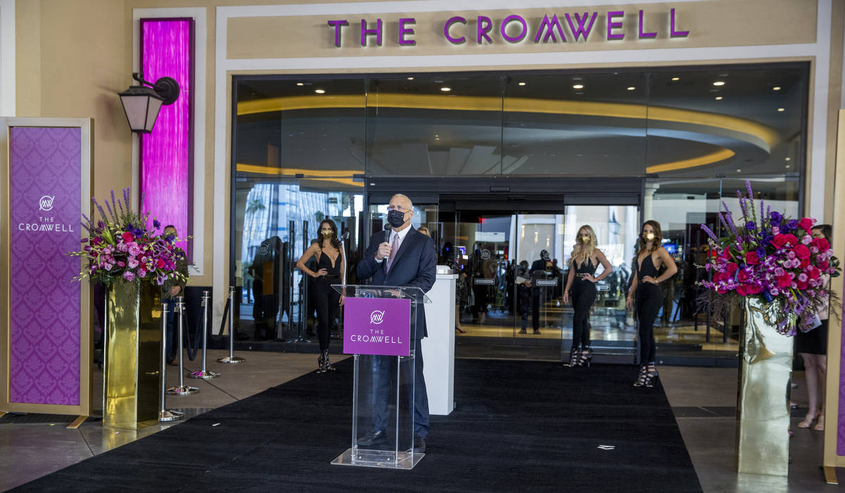 Gary Selesner, Caesars Entertainment regional president, speaks at the The Cromwell during the ...