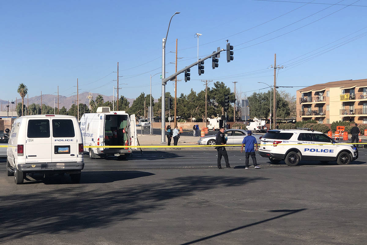 Police investigate a fatal crash involving a motorcyclist Wednesday, Oct. 28, 2020, at the inte ...