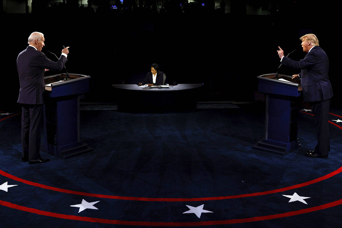 President Donald Trump and Democratic presidential candidate former Vice President Joe Biden ta ...