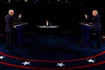 President Donald Trump and Democratic presidential candidate former Vice President Joe Biden ta ...