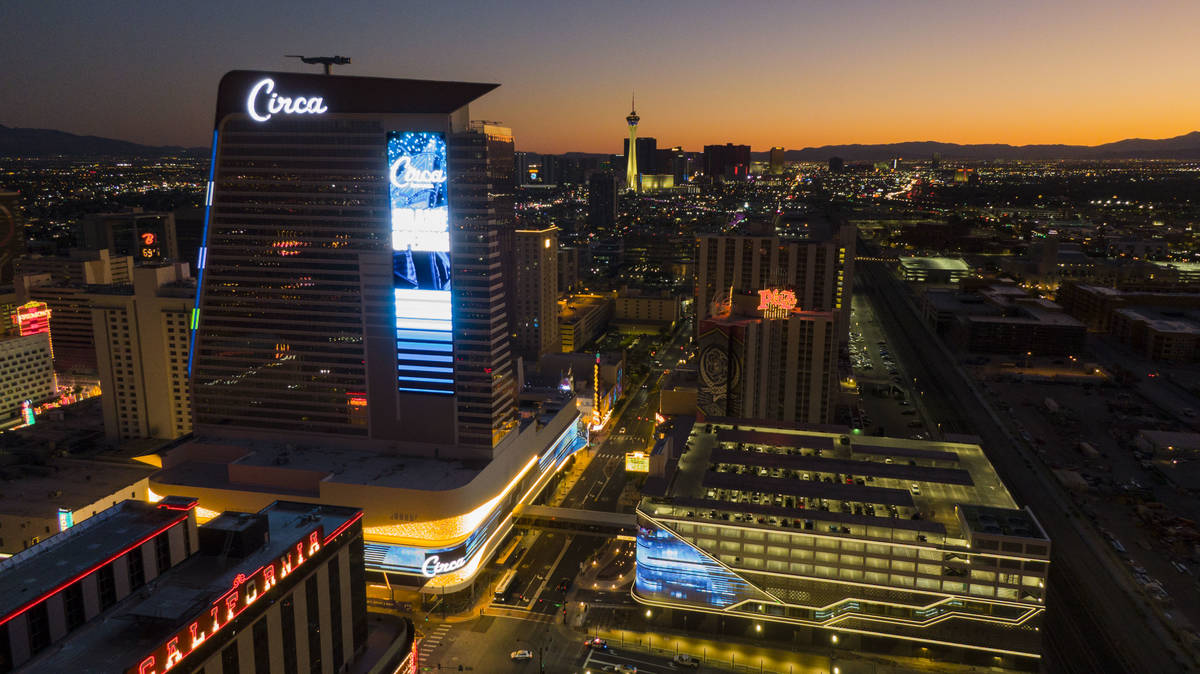 An aerial view of CircaCirca Resort & Casino in downtown Las Vegas, on Tuesday evening, Oct ...