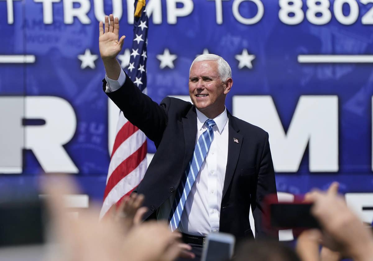 Vice President Mike Pence speaks at a campaign rally at the Cuban Memorial Monument, Thursday, ...