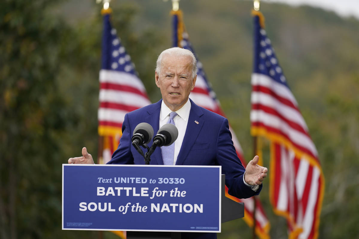Democratic presidential candidate former Vice President Joe Biden speaks at Mountain Top Inn &a ...