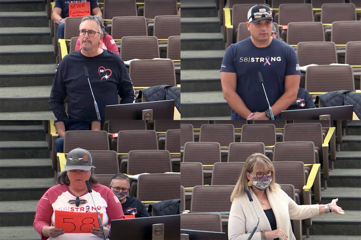 A screenshot of the public comment portion of the livestreamed 1 October Memorial Committee mee ...