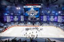 Tampa Bay Lightning players celebrate after defeating the Dallas Stars to win the Stanley Cup i ...