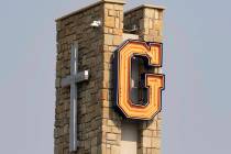 This Aug. 21, 2020, file photo shows Bishop Gorman Catholic High School in Las Vegas. (Bizuayeh ...