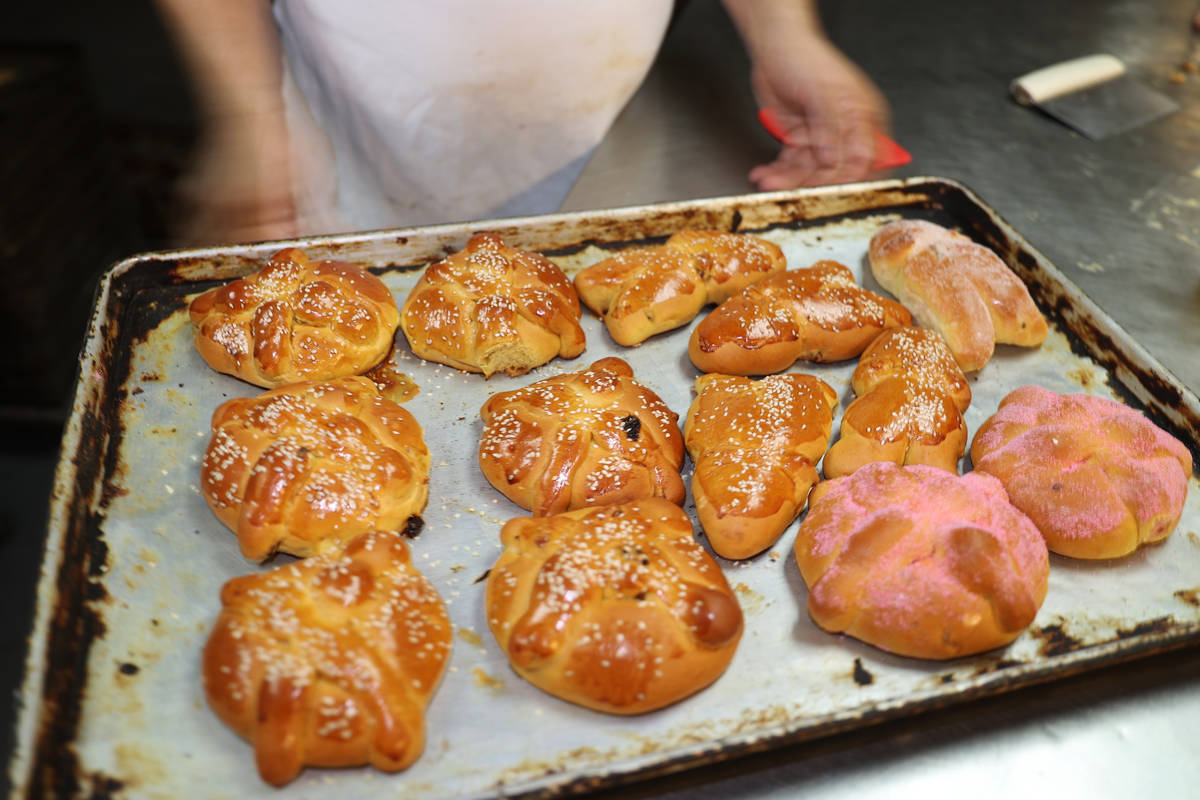Baker Luis Cuevas shows Pan de Muerto, Day of the Dead bread, at La Mexicana Bakery in Las Vega ...