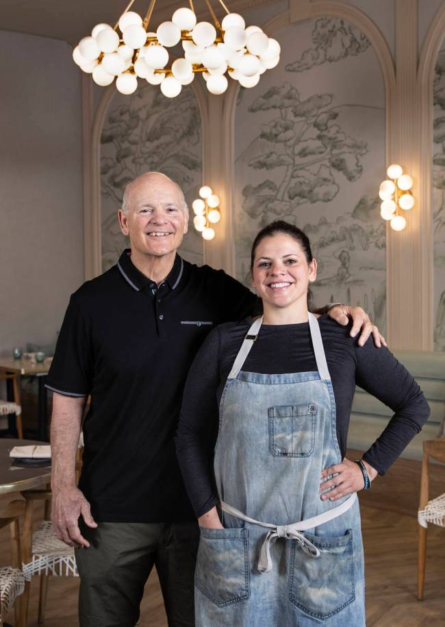 Rod Marinelli, defensive line coach for the Las Vegas Raiders, with his daughter, Gina Marinell ...