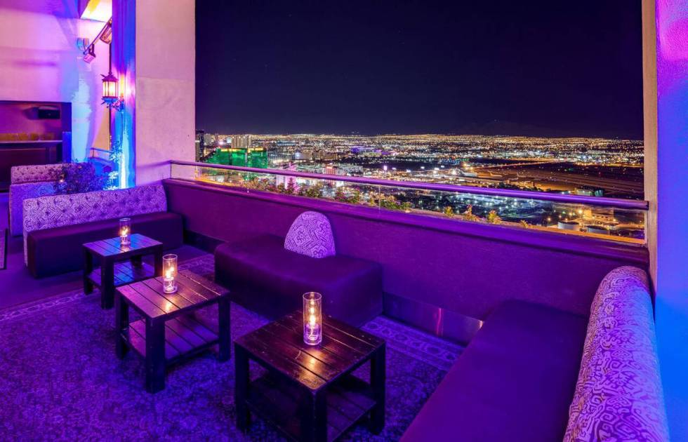 View from the Foundation Room at the top of Mandalay Bay on the Las Vegas Strip.