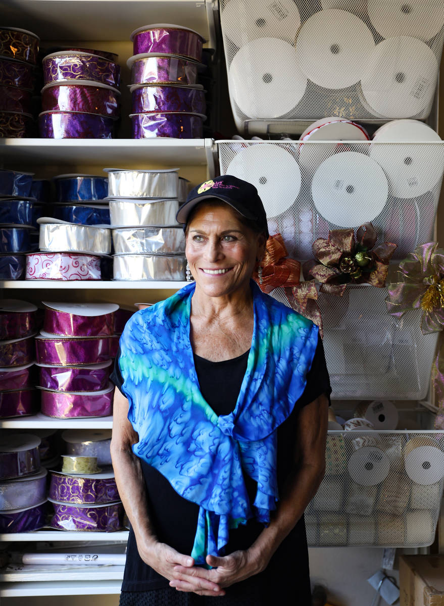 Sandy Sadler, inventor of the Bowdabra, a device that allows you to create elaborate bows, at h ...