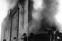 In this Nov. 21, 1980, file photo, fire rages through the MGM Grand hotel in Las Vegas. (Las Ve ...