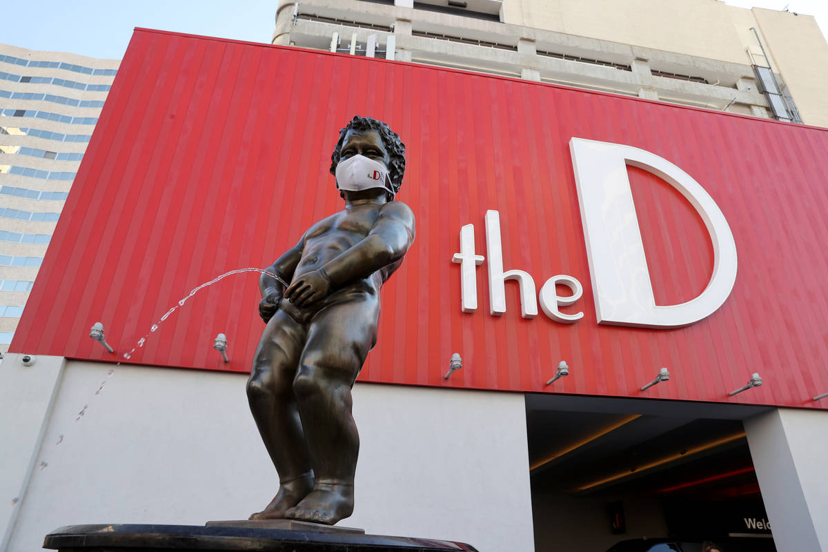 Manneken Pis bronze statue at the D Las Vegas downtown Wednesday, July 22, 2020. (K.M. Cannon/L ...