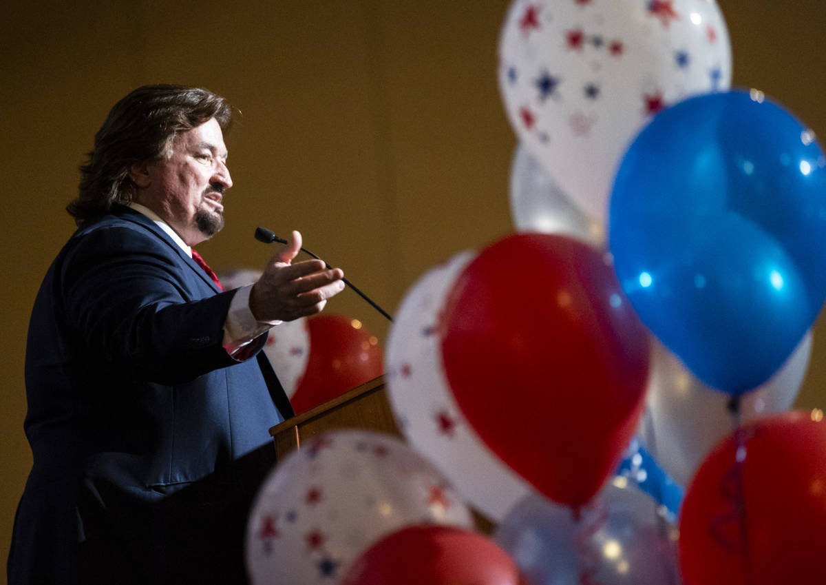 Nevada Republican Party Chairman Michael McDonald speaks during an election night watch party h ...