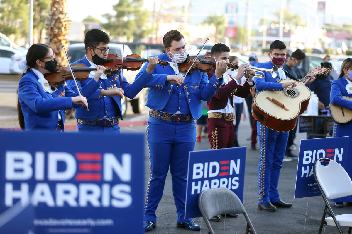 Mariachi Alma del Sol performs during an Election Day kickoff event at a DemocratsՠVoter ...