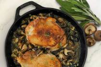 Skillet Turkey Thighs in Sage Mushroom Gravy (Cynthia Graubart)