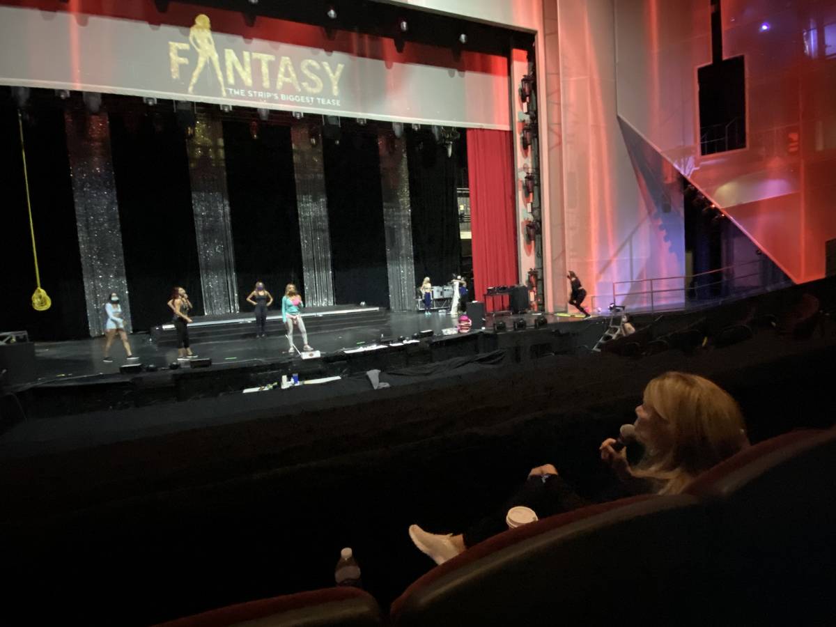 "Fantasy" producer Anita Mann directs a rehearsal of the show at Luxor Theater on Monday, Nov. ...