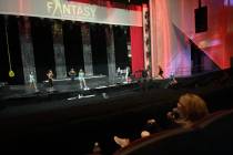 "Fantasy" producer Anita Mann directs a rehearsal of the show at Luxor Theater on Monday, Nov. ...