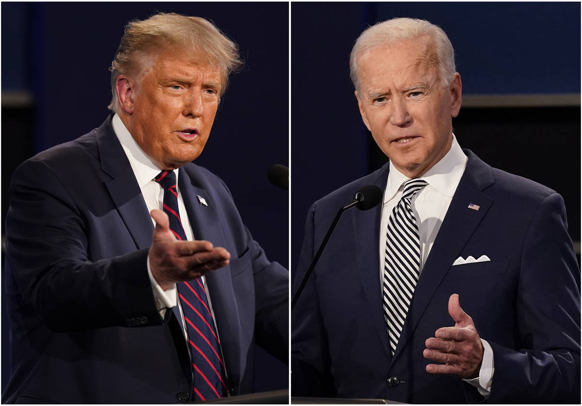 FILE - This combination of Sept. 29, 2020, file photos shows President Donald Trump, left, and ...